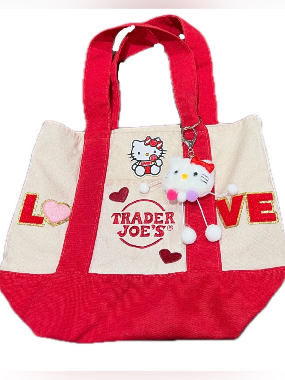 Custom Hello Kitty Mini Tote | Trader Joe’s Bag with Kawaii HK Charm